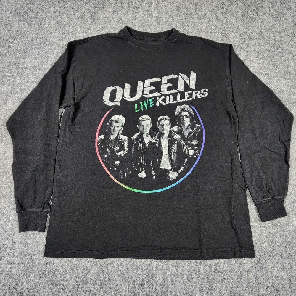 Queen Live Killers Long Sleeve Graphic T-Shirt Mens Large Black Rock Band Tee